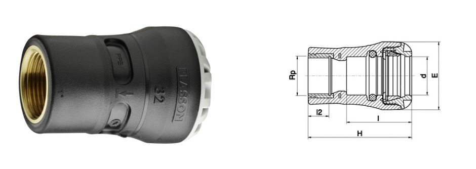 Raccordo transizione polietilene/ottone uno plasson filettato f