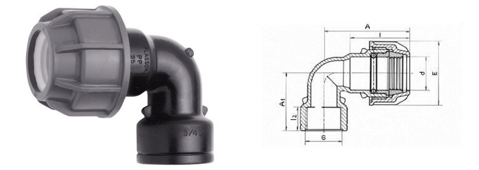 Gomito filettato f polietilene ecofit plasson