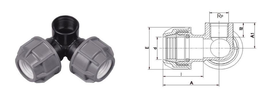 Gomito polietilene con derivazione ecofit plasson