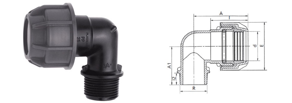 Gomito filettato m polietilene ecofit plasson