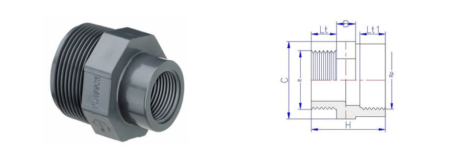 Riduzione pvc filettata