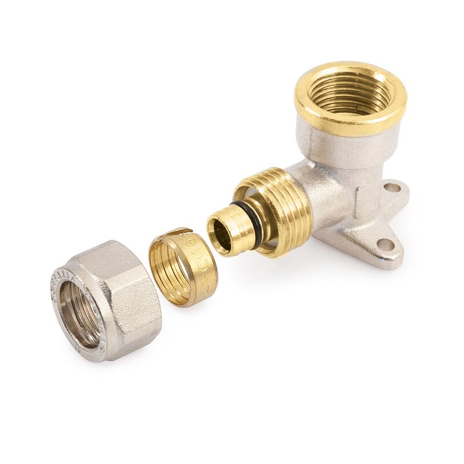 Gomito multistrato a stringere filettato f con flangia