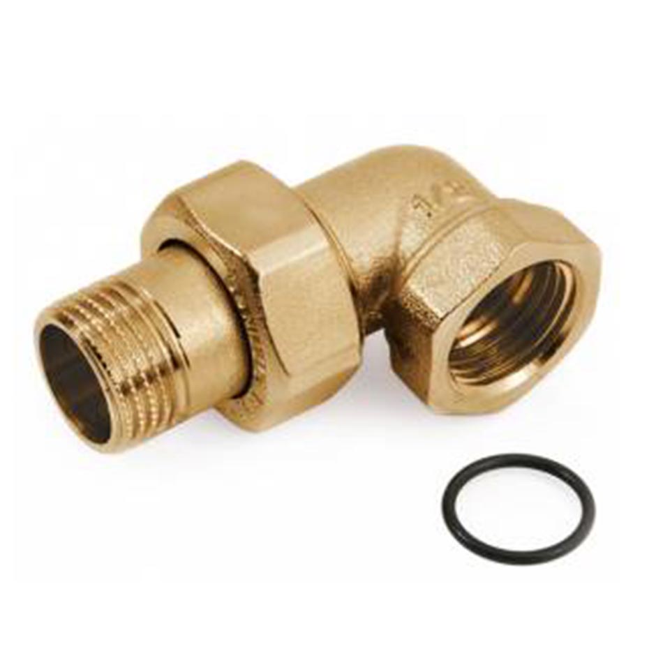 Gomito con bocc. filettato mf ottone